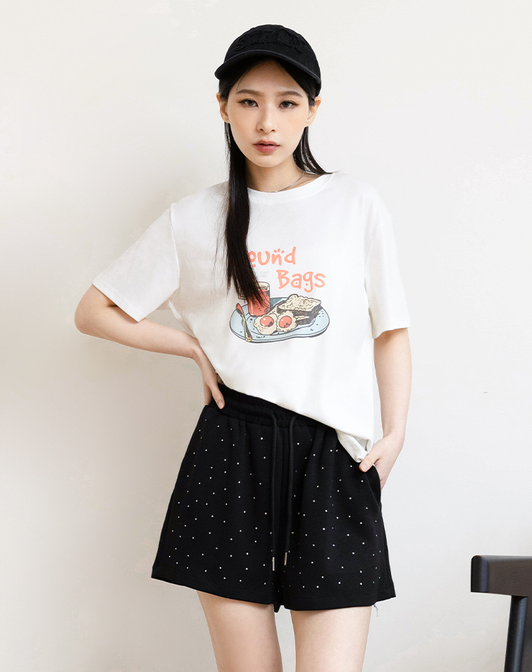 SPARKLE SPACER COTTON SHORTS
