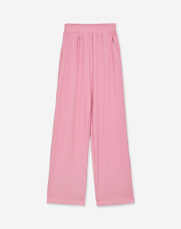 ELASTICATED WAIST RIBBED LONG TROUSERS