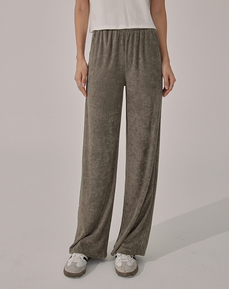 FLUFF TERRYCLOTH SOFT WIDE-LEG PANTS