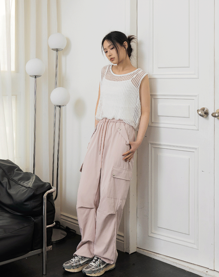GLOSSY STYLISH POCKET SLIM-FIT PANTS