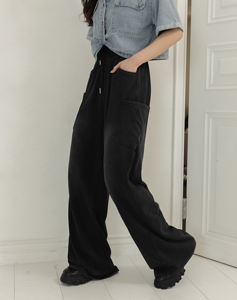 WASHED COMFORT MULTI-POCKET DRAWSTRING PANTS