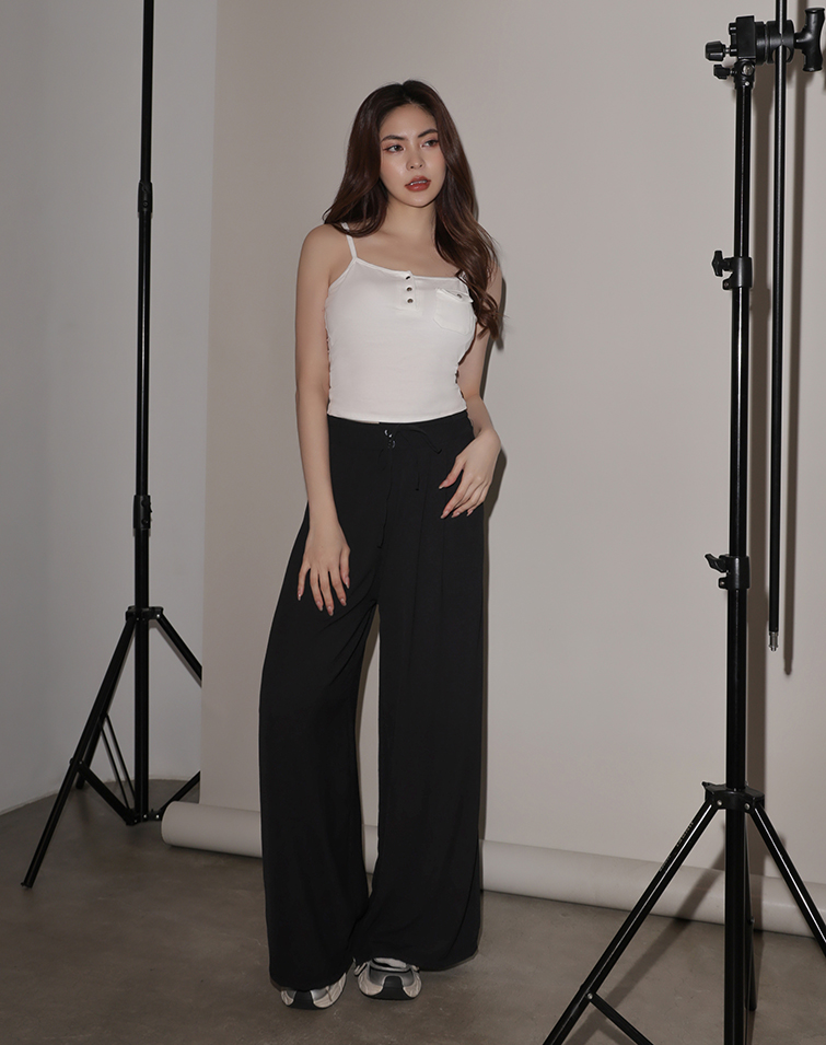 ELEGANT DRAWSTRING STRAIGHT-LEG TROUSERS