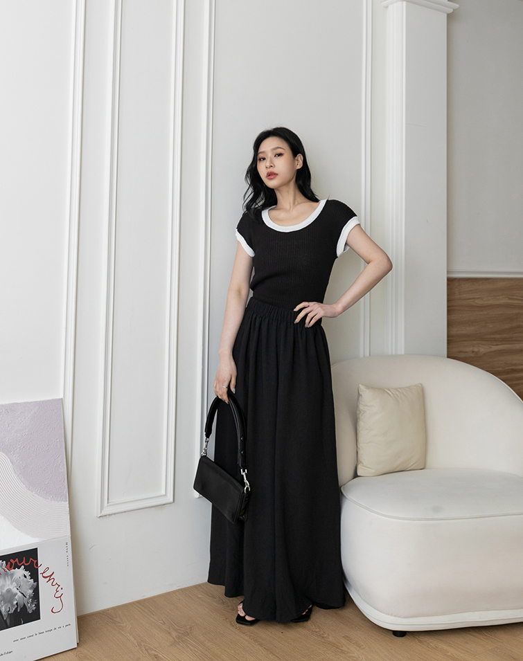 SOLID COLOUR VERSATILE ELASTIC WIDE-LEG PANTS