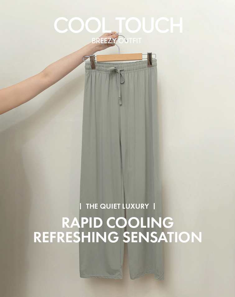 LIGHTWEIGHT SOLID-COLOUR TIE-WAIST WIDE-LEG TROUSERS