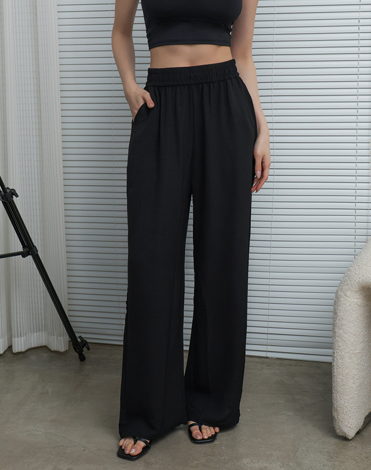 MINIMALIST SOLID COLOR WIDE-LEG PANTS