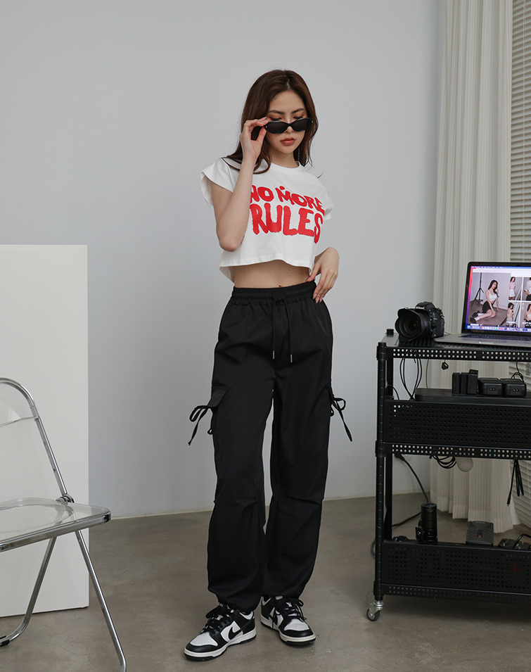 BUTTERFLY KNOT TIE UTILITY LONG PANTS