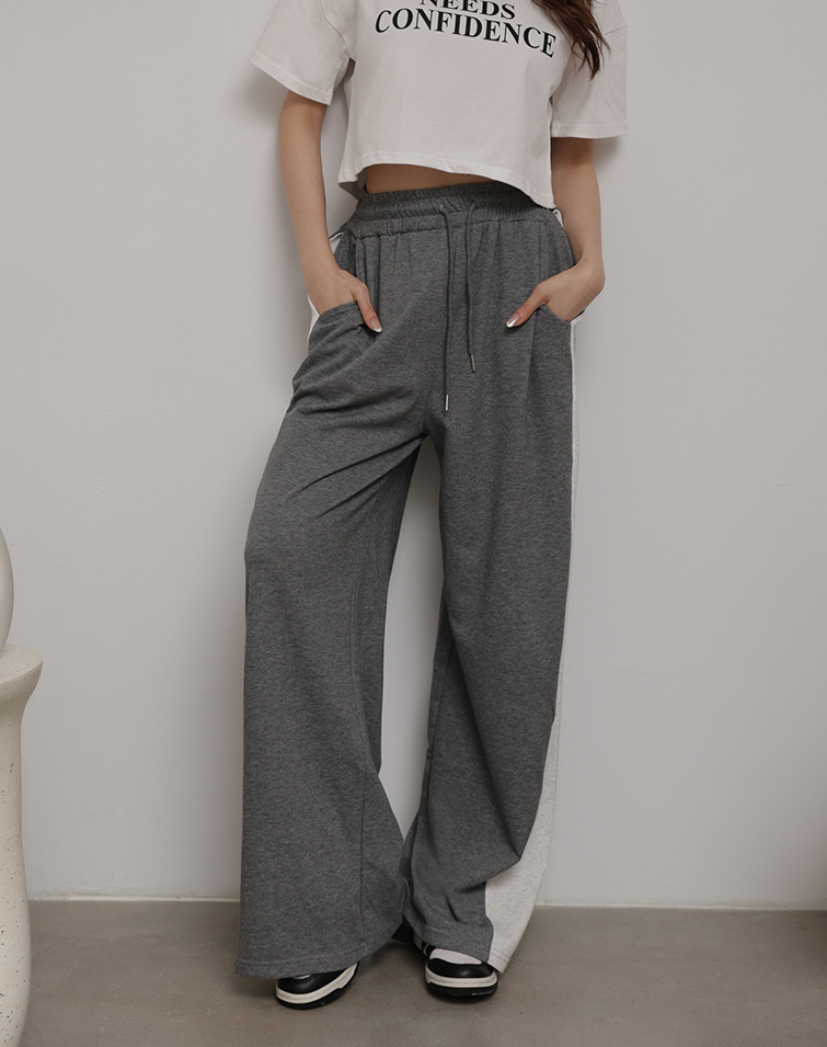 FLORAL GAUZE COTTON FEEL ELASTIC WAIST PANTS