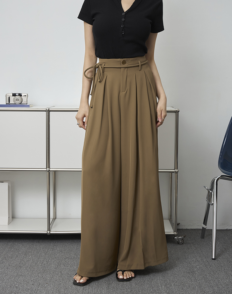 FASHIONABLE PLEATED SLIM FIT DRAWSTRING PANTS