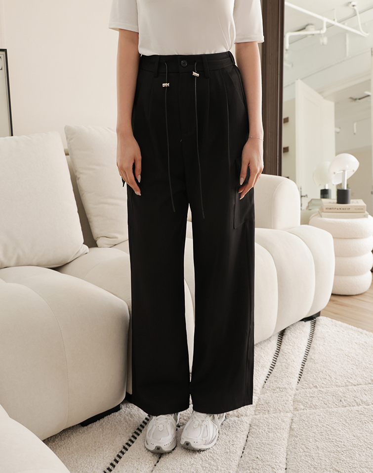 VERSATILE SOLID COLOR WAISTED PANTS