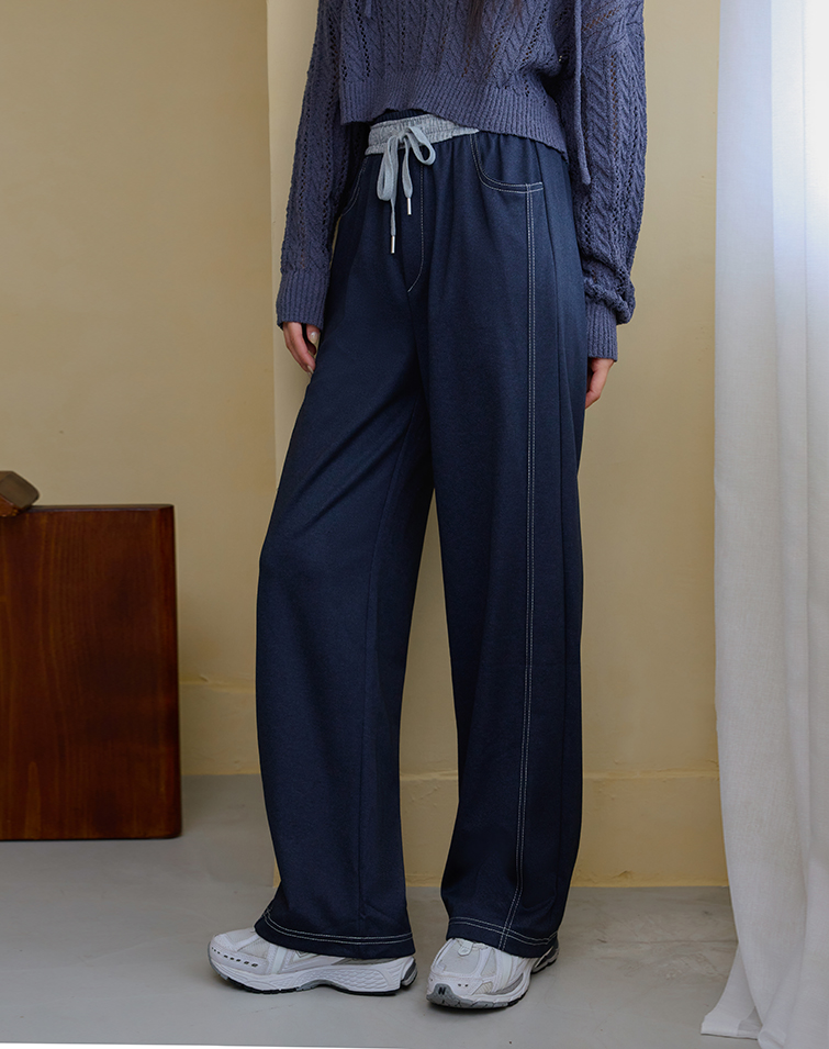 STITCHED DETAIL SOFT DENIM PANTS