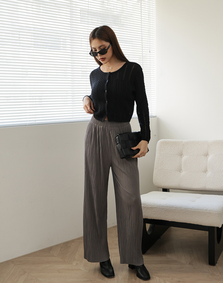 DRAPED PLEATED RIBBED PANTS