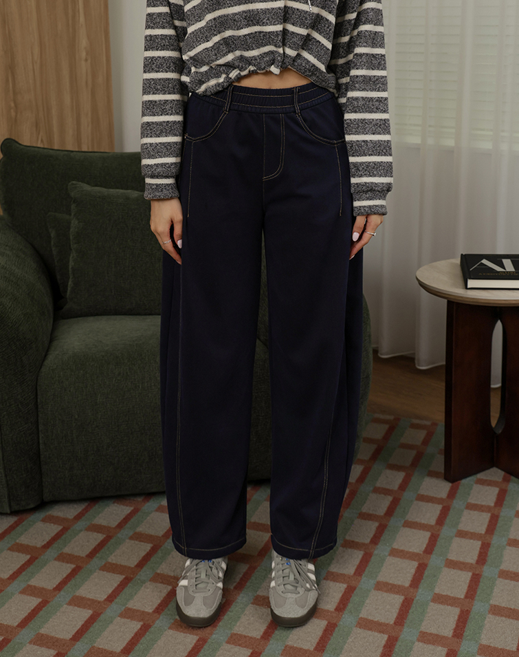 MINIMALIST COLORBLOCK ELASTIC WAIST PANTS