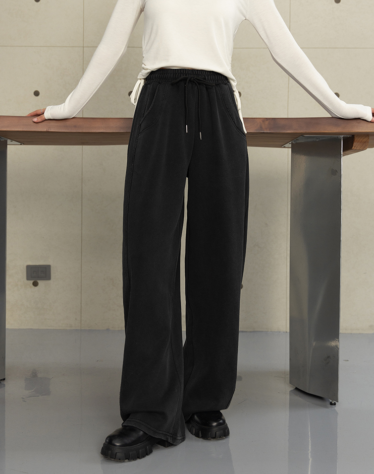 TRENDY FRAYED ELASTIC WAIST PANTS