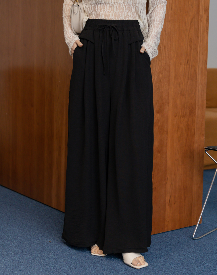FINE-GRAINED RUFFLED DESIGN WIDE PANTS