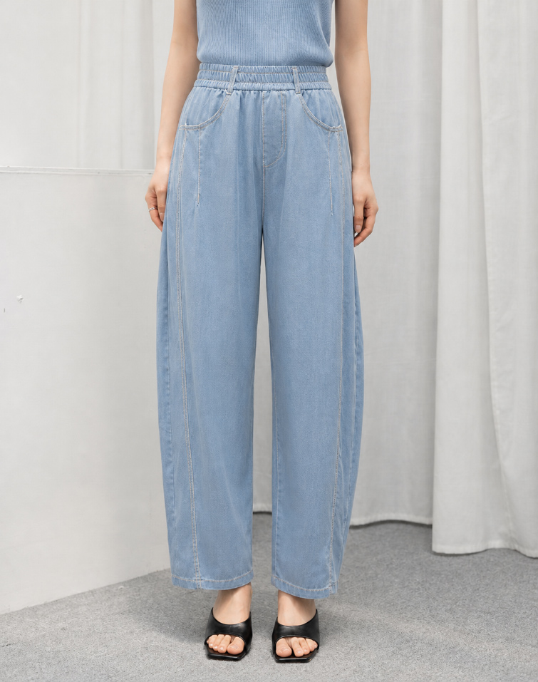 VINTAGE WASHED BARREL LEG JEANS