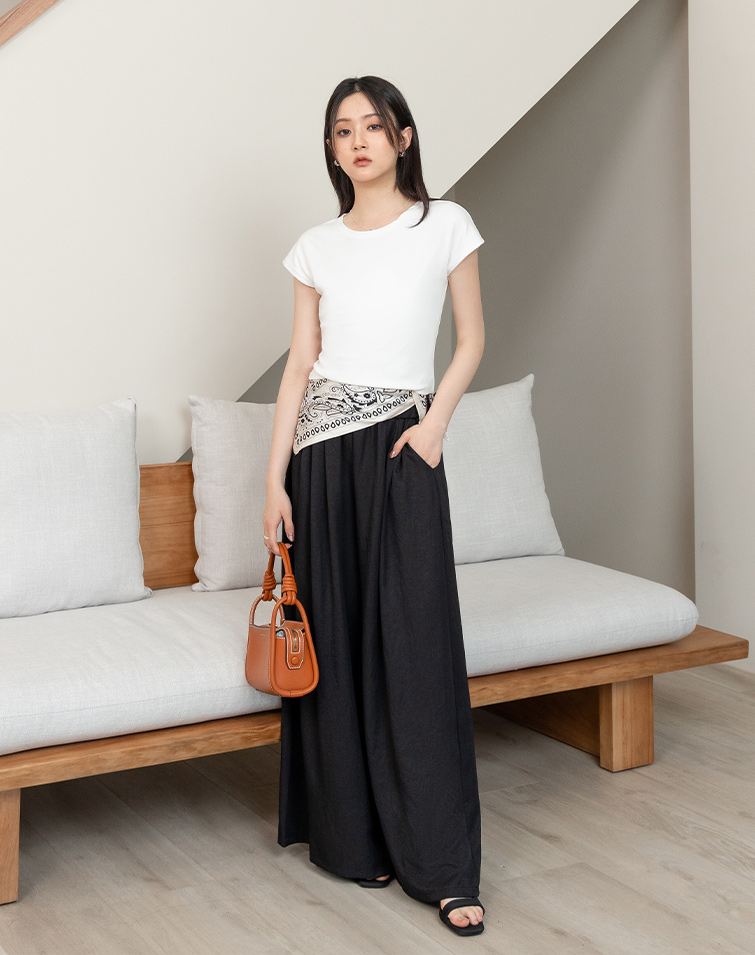 SLIMMING ELASTIC WIDE PANTS