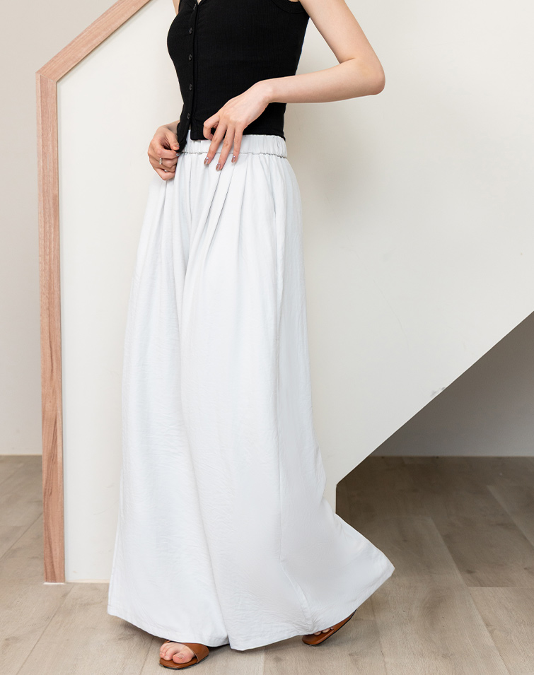 SLIMMING ELASTIC WIDE PANTS