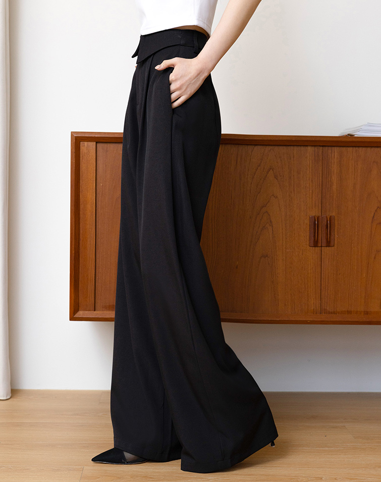 FOLDED DRAPED WAISTED SLACKS