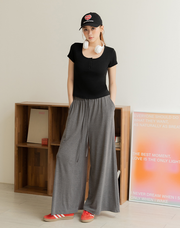 ELASTIC WIDE-LEG PANTS