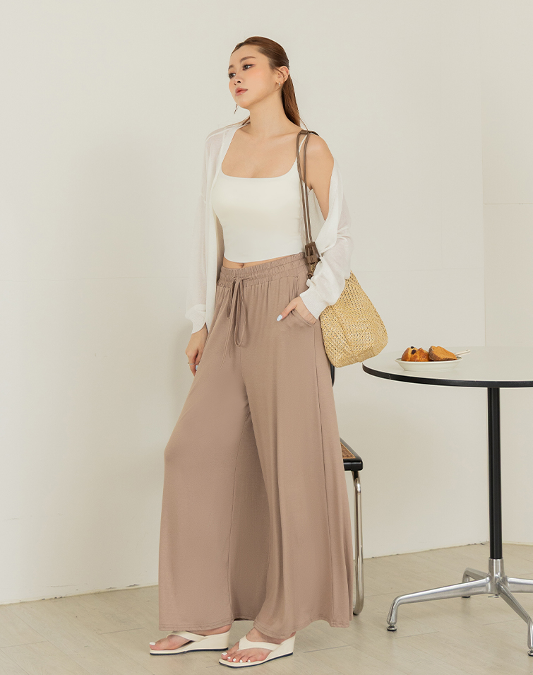 ELASTIC WIDE-LEG PANTS