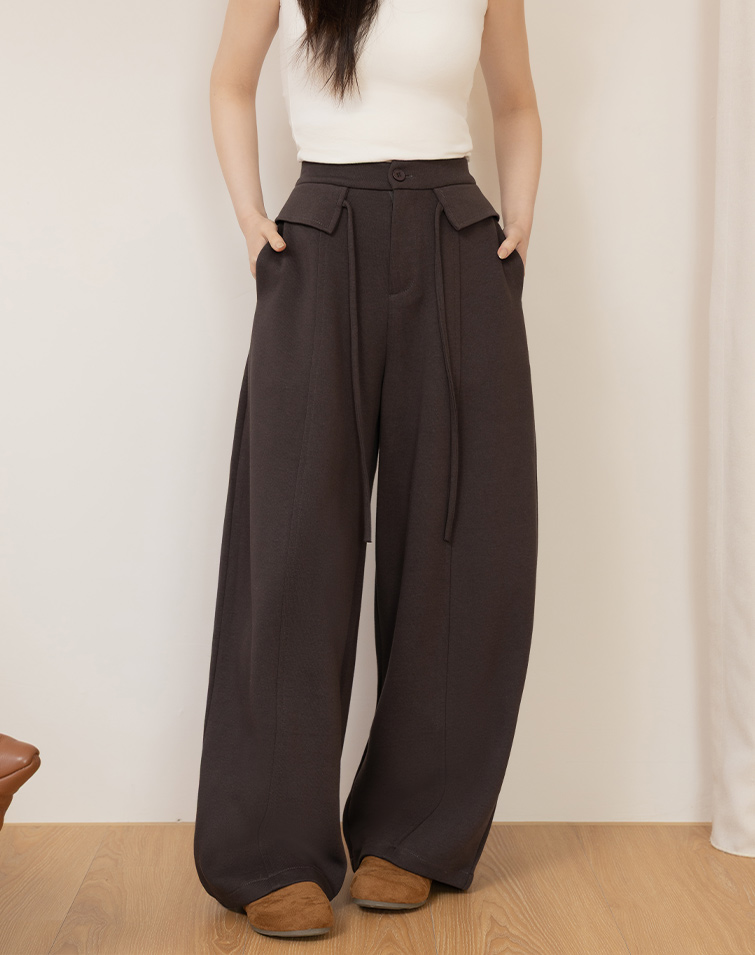 STYLED-WAISTBAND SLIMMING PANTS