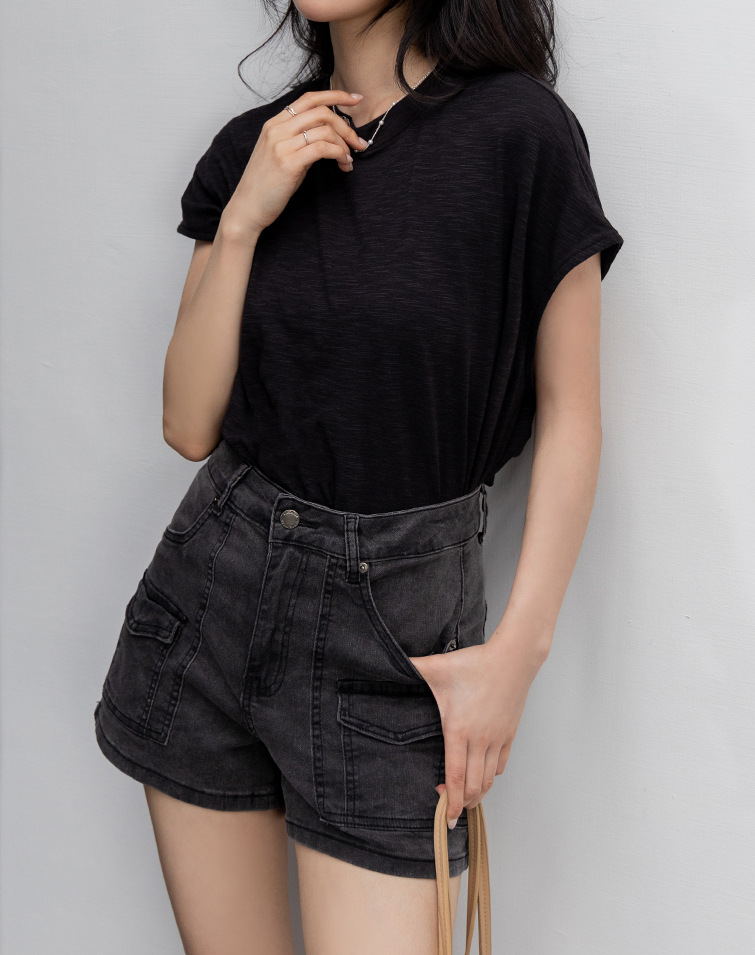 STRETCH UTILITY POCKET DENIM SHORTS