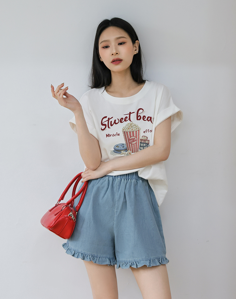 SWEET RUFFLE DENIM SHORTS