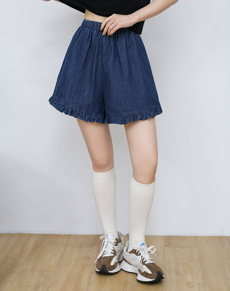 SWEET RUFFLE DENIM SHORTS