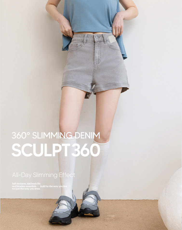 360° SLIM THIGH LINE DENIM SHORTS
