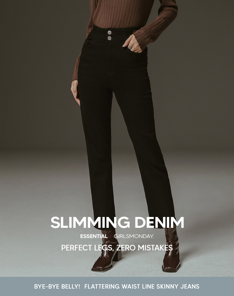 WAIST-SCULPTING DENIM SLIM PANTS