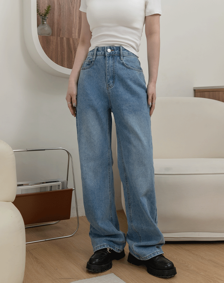 BACK LACE FADED DENIM JEANS
