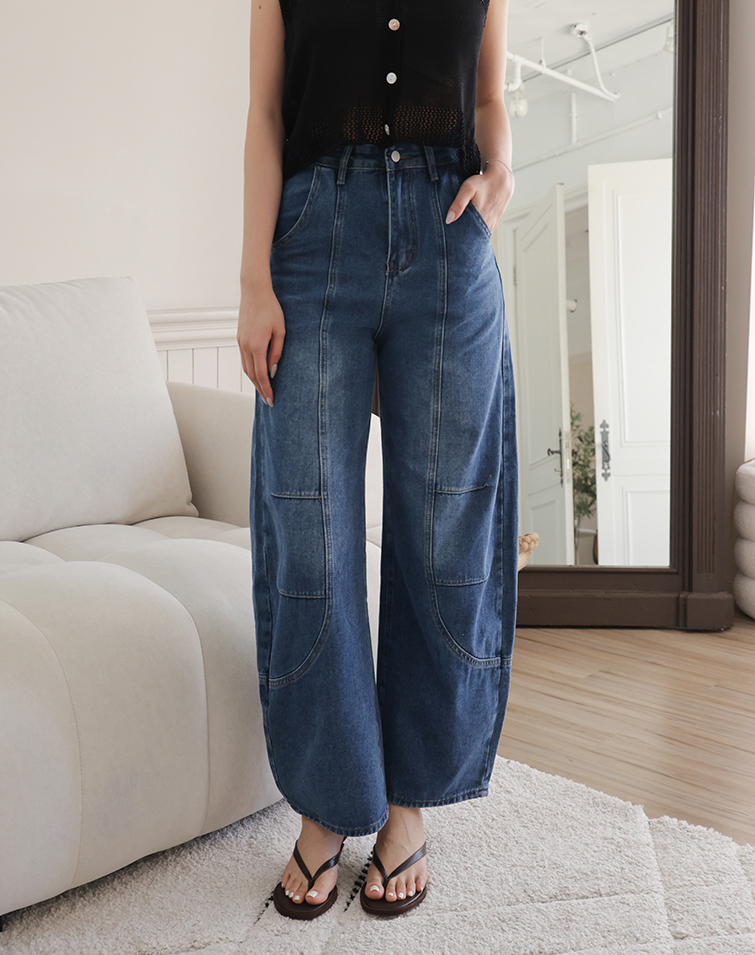 STRUCTURED DENIM TAPERED PANTS