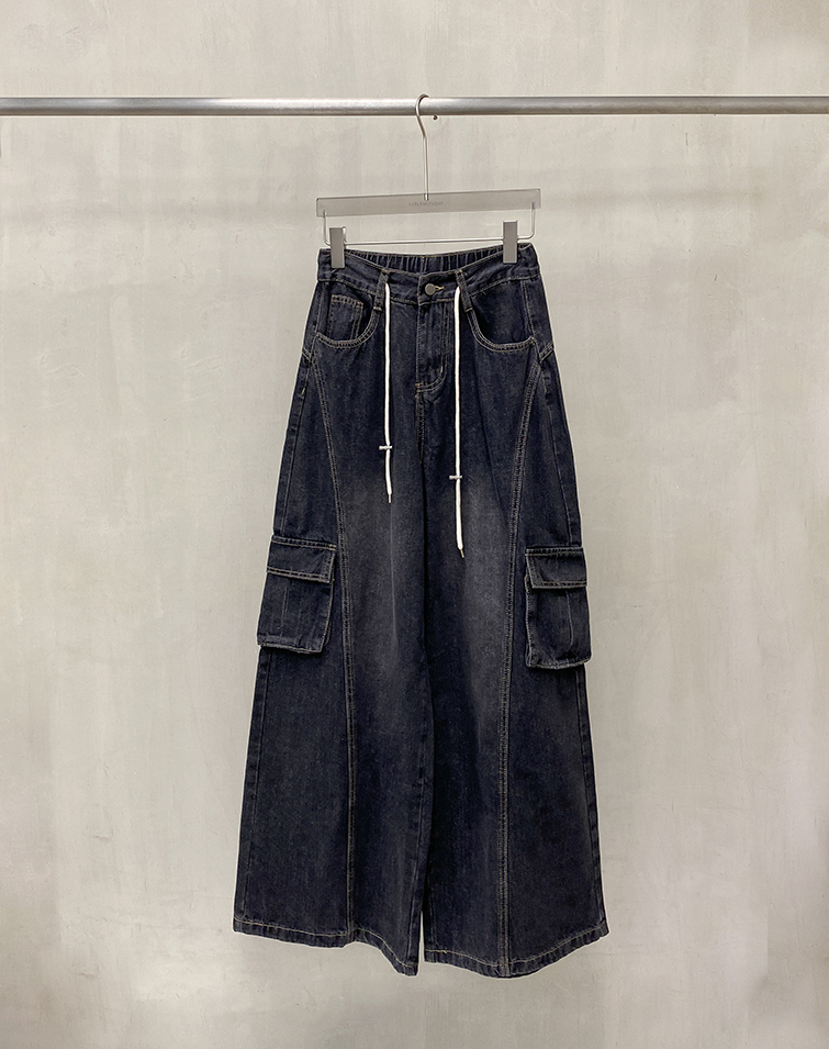 STREET-STYLE DRAWSTRING CARGO PANTS