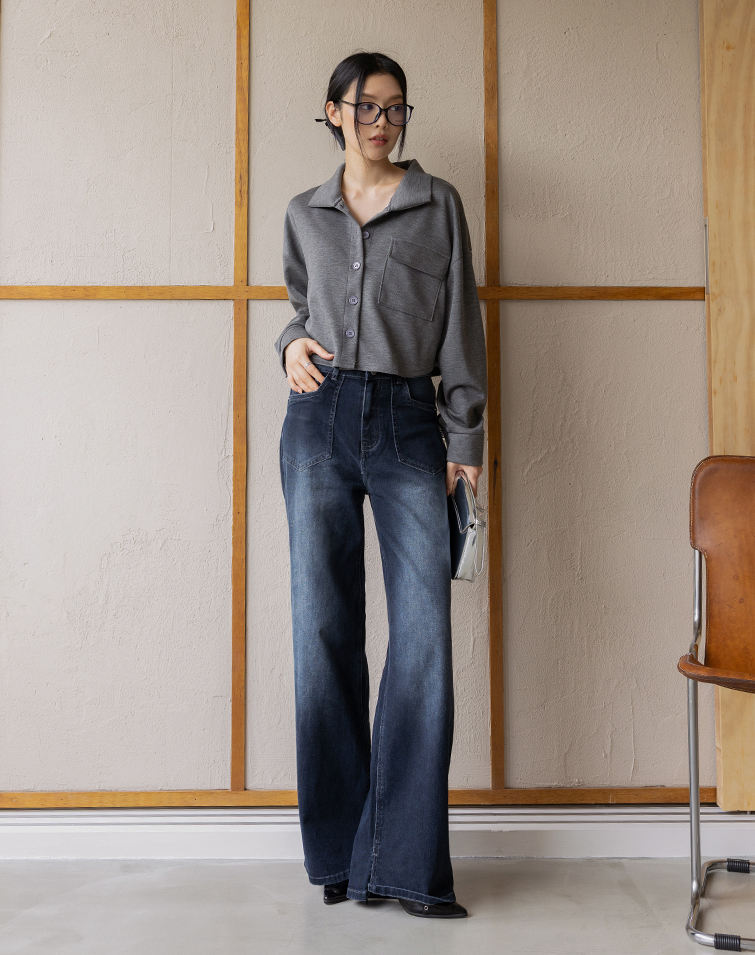 DOUBLE-BUTTON DENIM PANTS