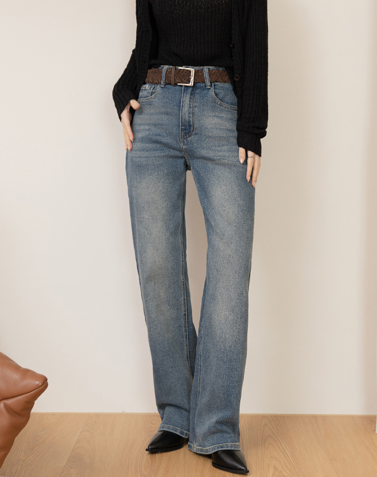 SLIMMING WASHED  DENIM PANTS