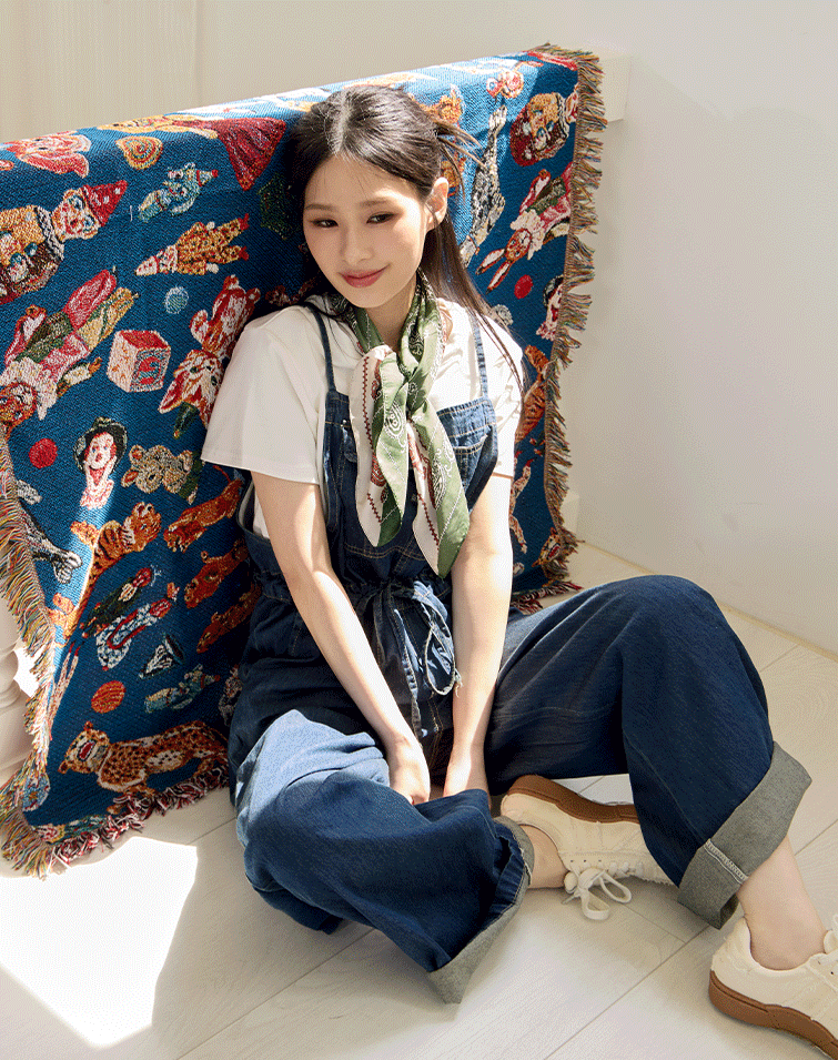 CASUAL DRAWSTRING DENIM JUMPSUIT