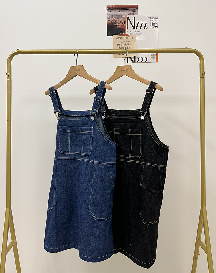 PLAYFUL SUSPENDER DENIM DRESS