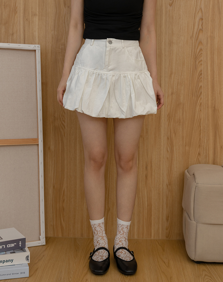PLAYFUL SOLID BALLOON MINI SKIRT