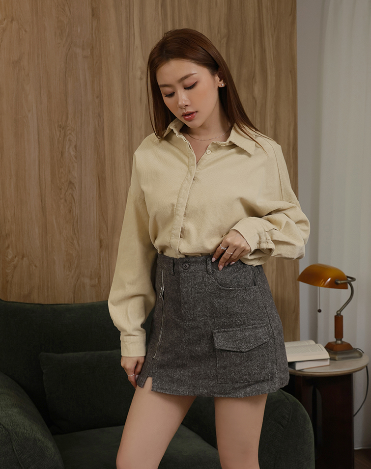 MODERN TEXTURED ZIP-UP SKIRT