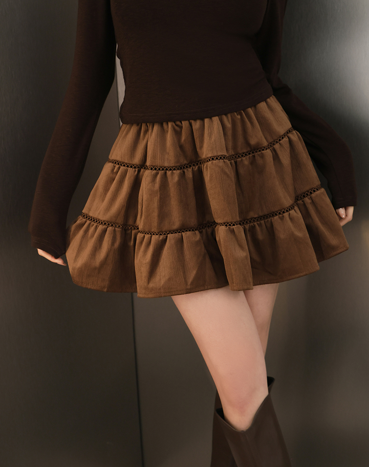 CRISS-CROSS LACE TIERED SKIRT