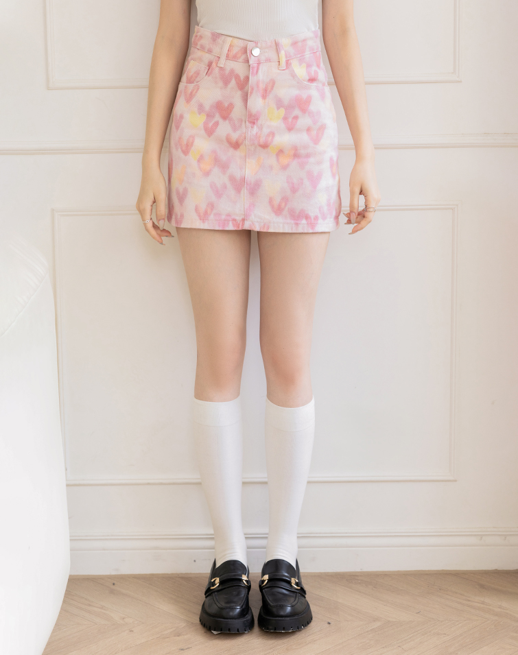 HEART OMBRÉ DENIM MINI SKIRT