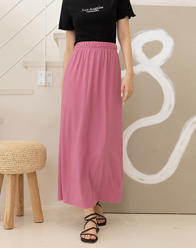 CHIC AND CREASE ELASTICATED MAXI SKIRT
