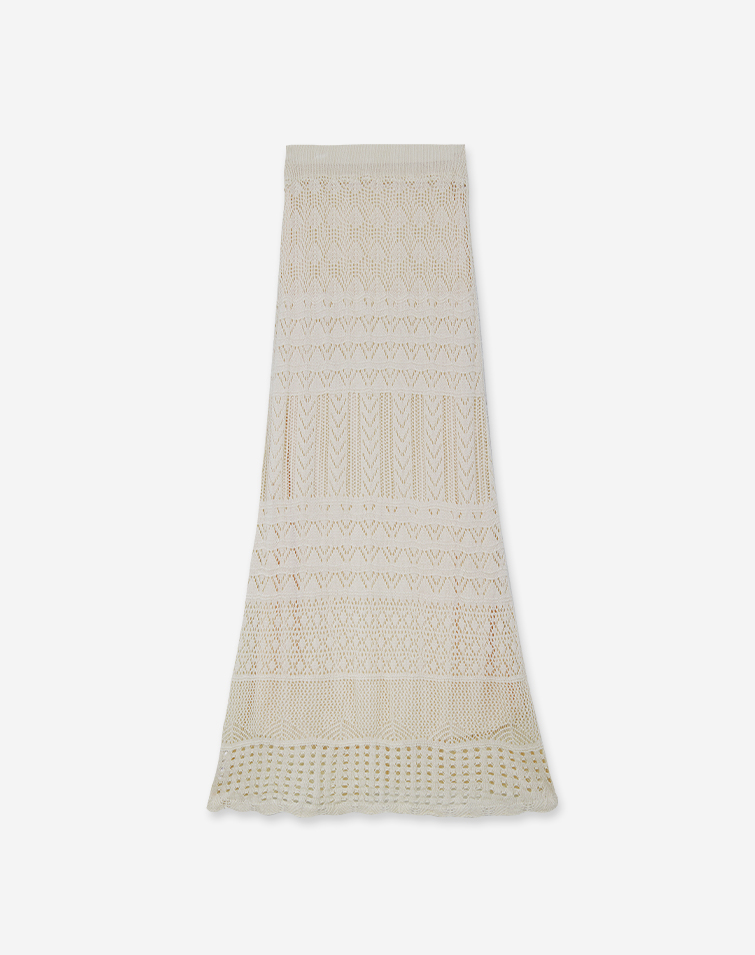 ELEGANT LACE-TRIMMED AIRY FLORAL MAXI SKIRT