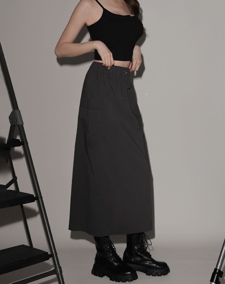 DUAL-POCKET DRAWSTRING CARGO SKIRT