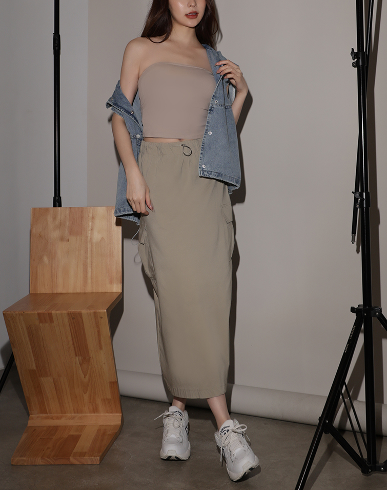 DUAL-POCKET DRAWSTRING CARGO SKIRT