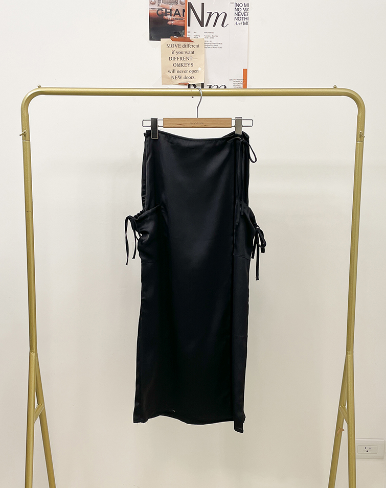 ELEGANT SATIN TIE-BACK MAXI SKIRT