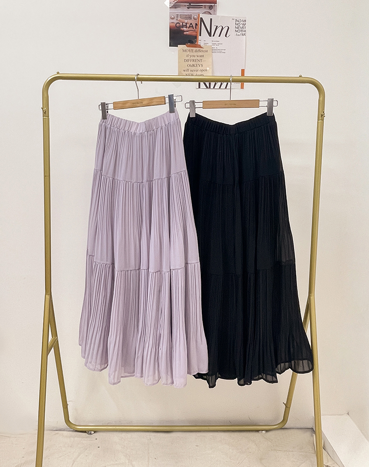 ELEGANT PLEATED LAYERED LONG SKIRT