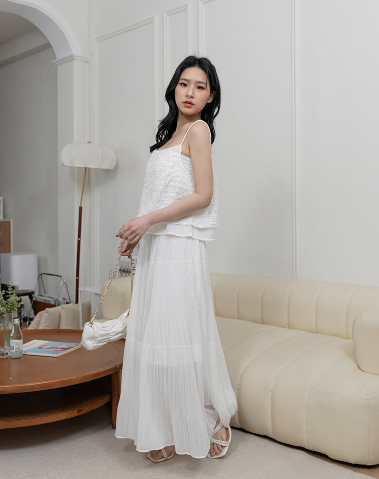 ELEGANT PLEATED LAYERED LONG SKIRT