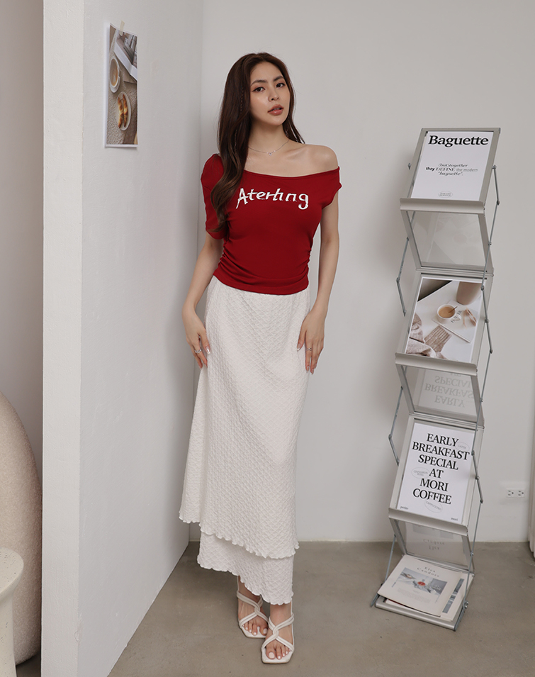ROMANTIC TEXTURED KNIT MAXI SKIRT