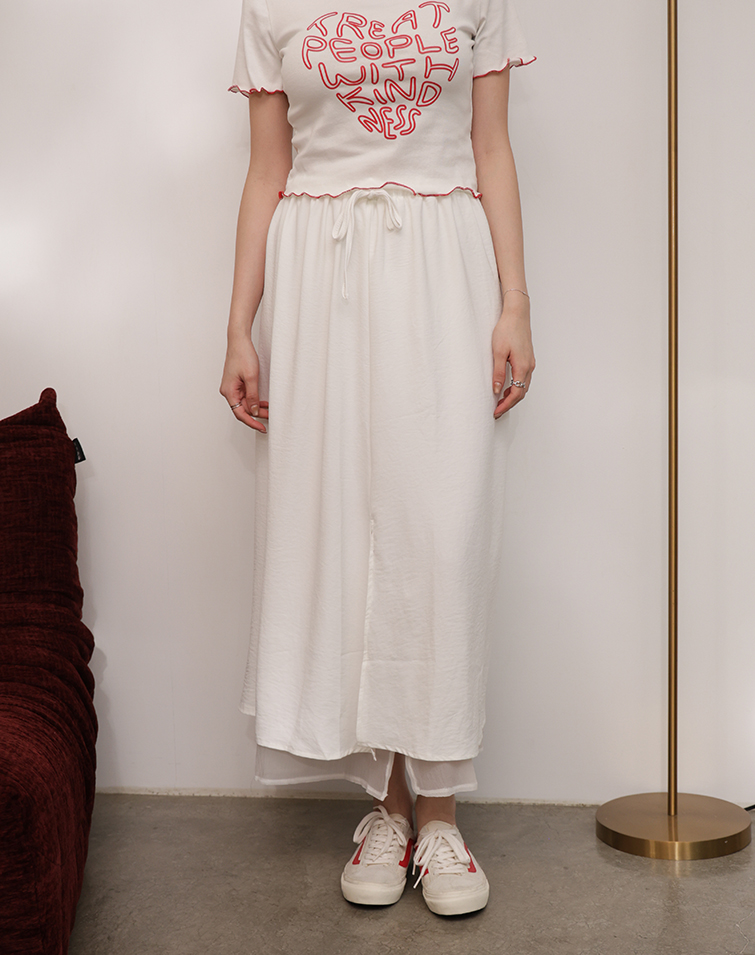 ELEGANT FLOWY TIE-WAIST  LONG SKIRT
